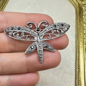 Vintage Jewelry Silver Tone Dragonfly Brooch Butterfly Pin